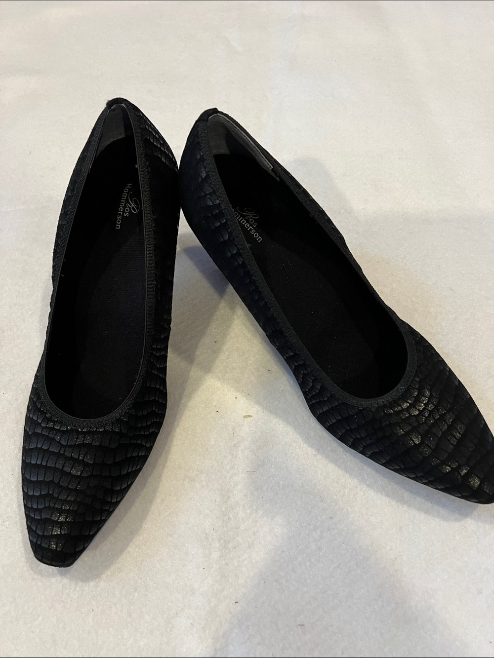 Ros Hommerson Black Textured Pointed-Toe Heels